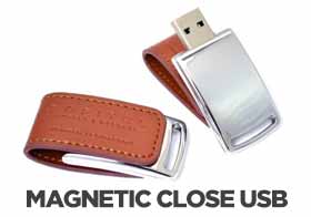 Magnetic leather close branded USB drive